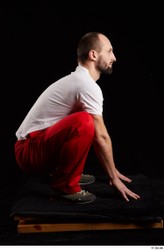 Whole Body Man White Shoes Shirt Slim Kneeling Panties Bearded Studio photo references